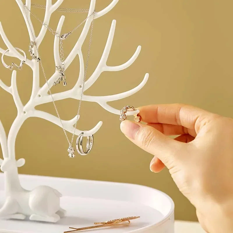 Jewelry Organizer Stand – Deer Antler Tray for Rings, Necklaces & Earrings