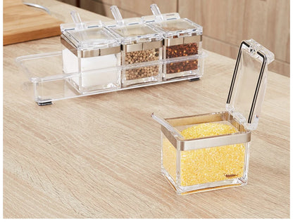 Set of 4 Crystal Seasoning Storage Container with Spoon