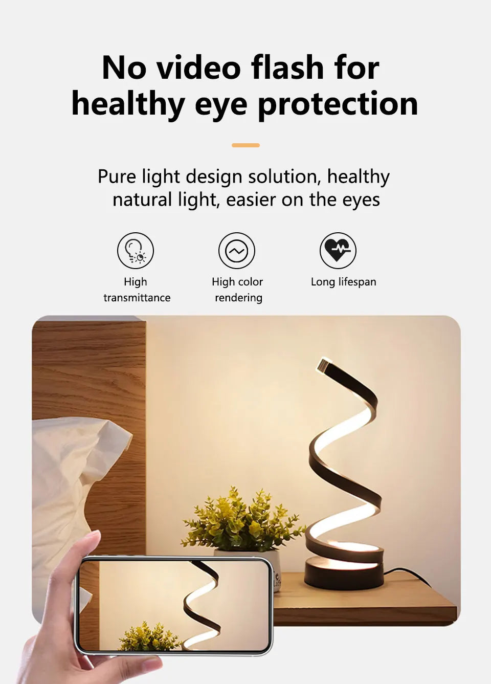 Modern Spiral LED Night Lamp – 3-Color Mood Light for Bedroom & Office