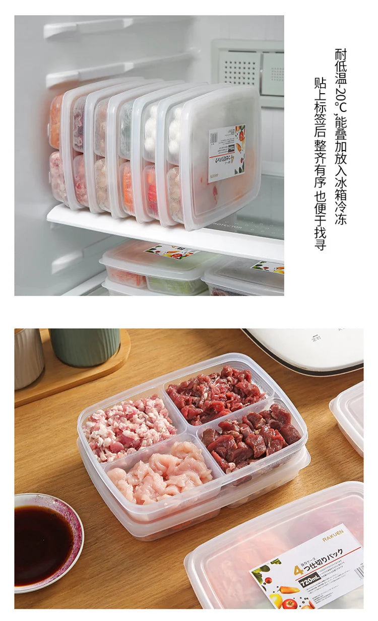 Refrigerator 4 Grids Food Storage Box