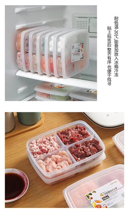 Refrigerator 4 Grids Food Storage Box