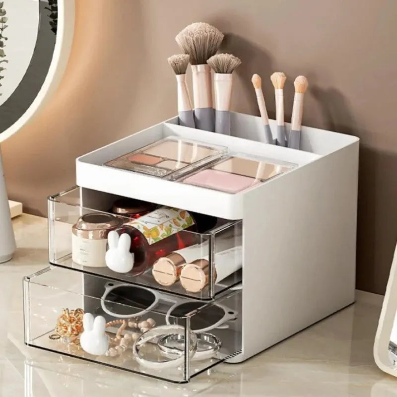 Small Desk Organizer with Drawer – Desktop Storage Box for Pens, Phones, Cards & Stationery
