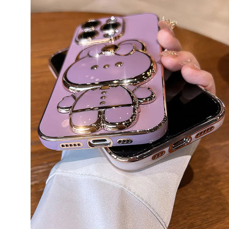 Rabbit Mirror Bracket Case – Protective Cover for iPhone 6/7/8 & 15 Plus