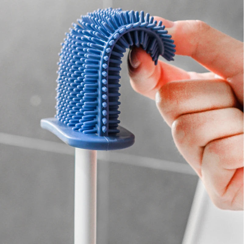 Clean Ease Wall-Mounted Toilet Brush – Long Handle Silicone Soft Bristles