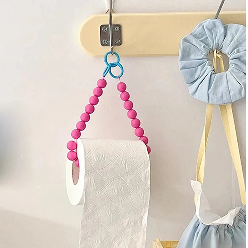 Pink Hanging Beaded Tissue Holder