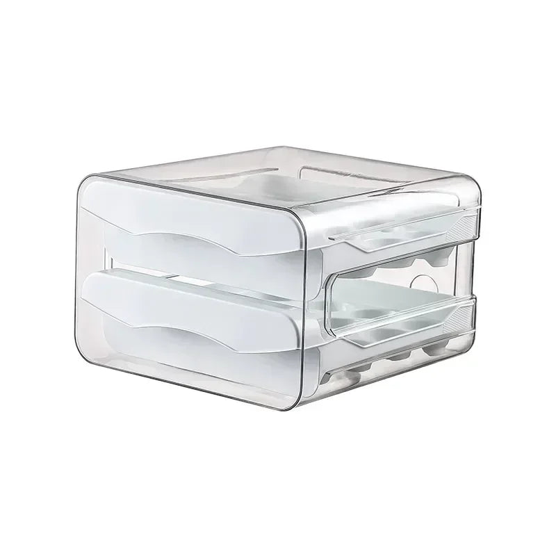 Double-Layer Egg Rack – Automatic Sliding Refrigerator Storage Box