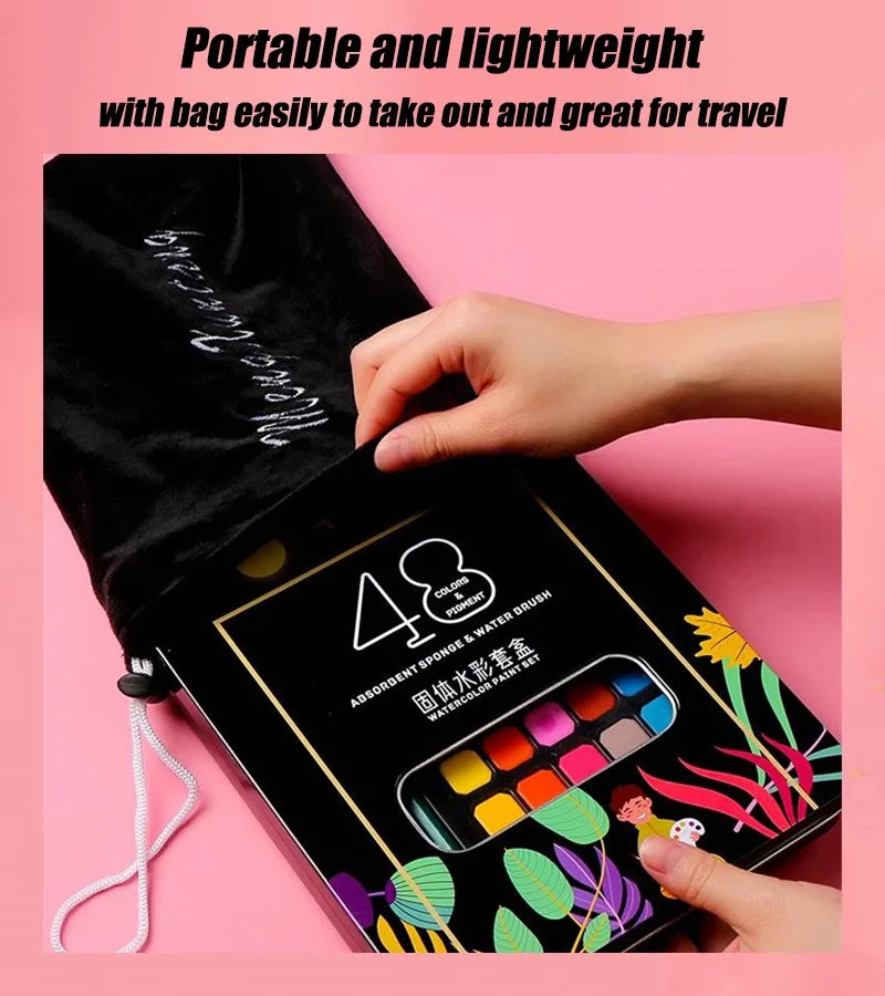 Watercolor Set with 48 colors and Brush & Paper Supplies