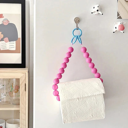 Pink Hanging Beaded Tissue Holder