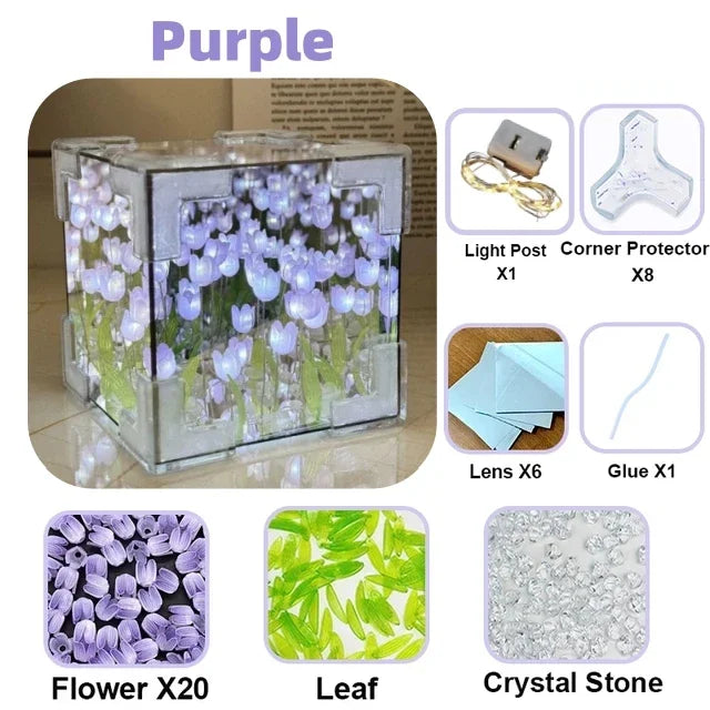 BloomCube Tulip Mirror Lamp – DIY Flower Night Light for Bedrooms & Gifts