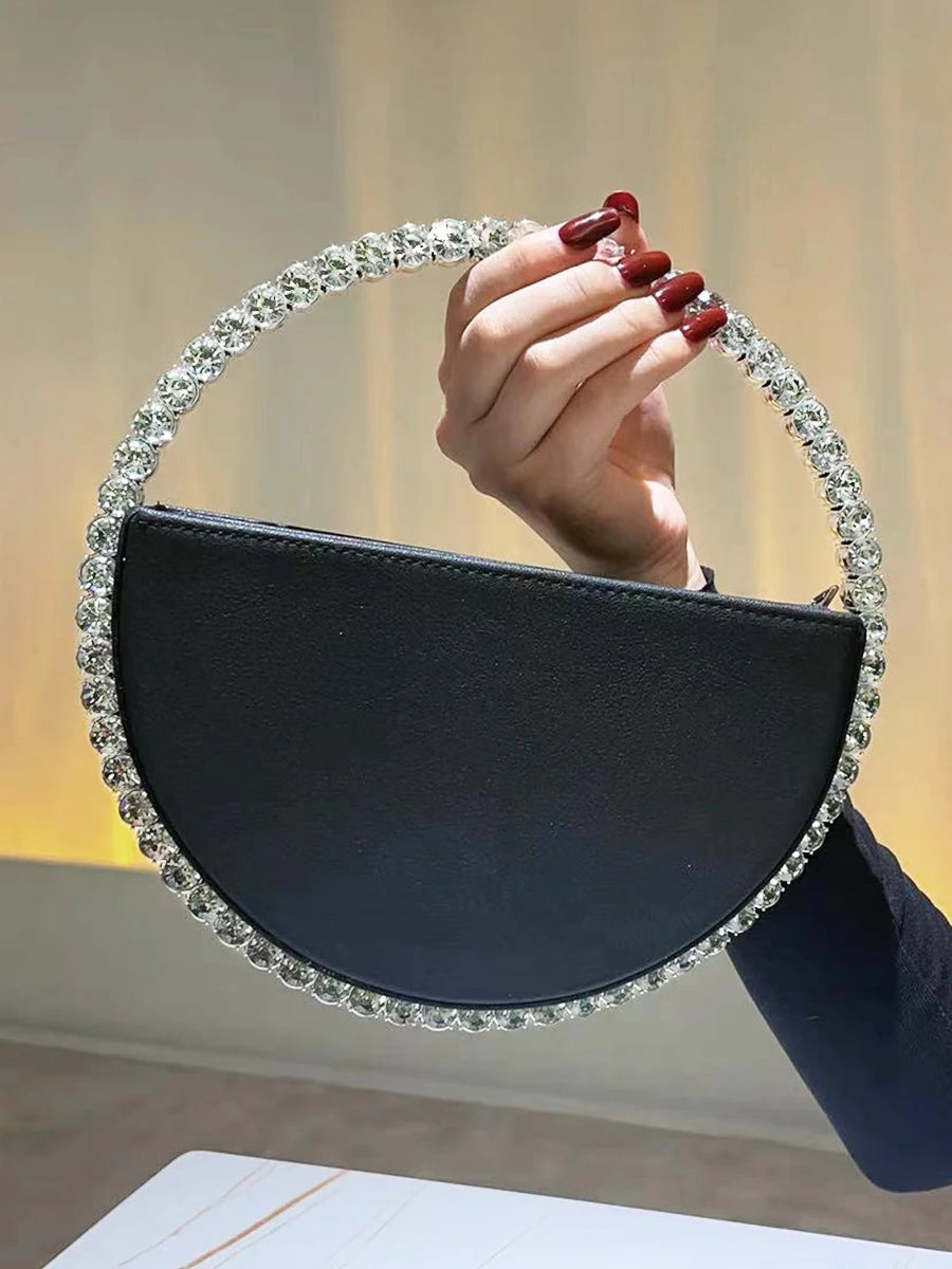 Rhinestone Round Ring Evening Bag