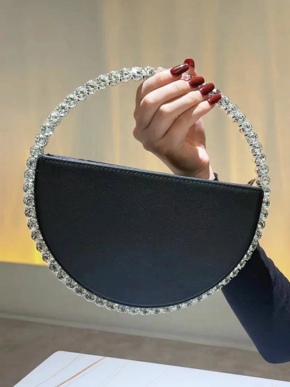 Rhinestone Round Ring Evening Bag