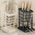 Kitchen Knife Holder – Countertop Storage Rack with Drain Tray & Multi-Function Organizer
