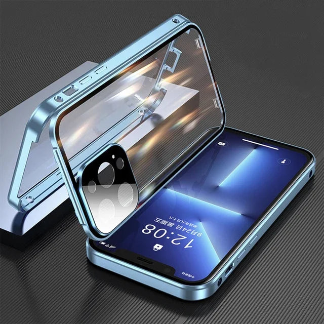 lear Magnetic Glass Case – 360° Protection for iPhone 12–16 Series