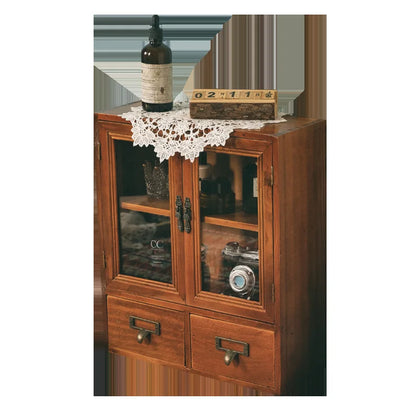 Vintage Wooden Double Door Display Cabinet