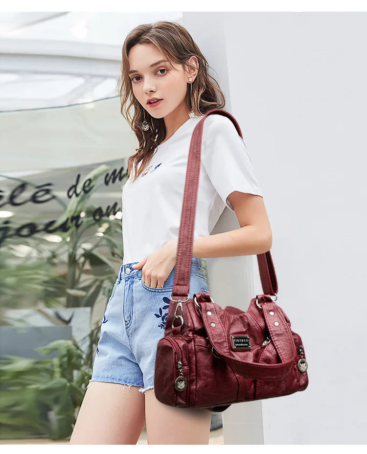 Y2K Crossbody – Retro PU Leather Biker Bag