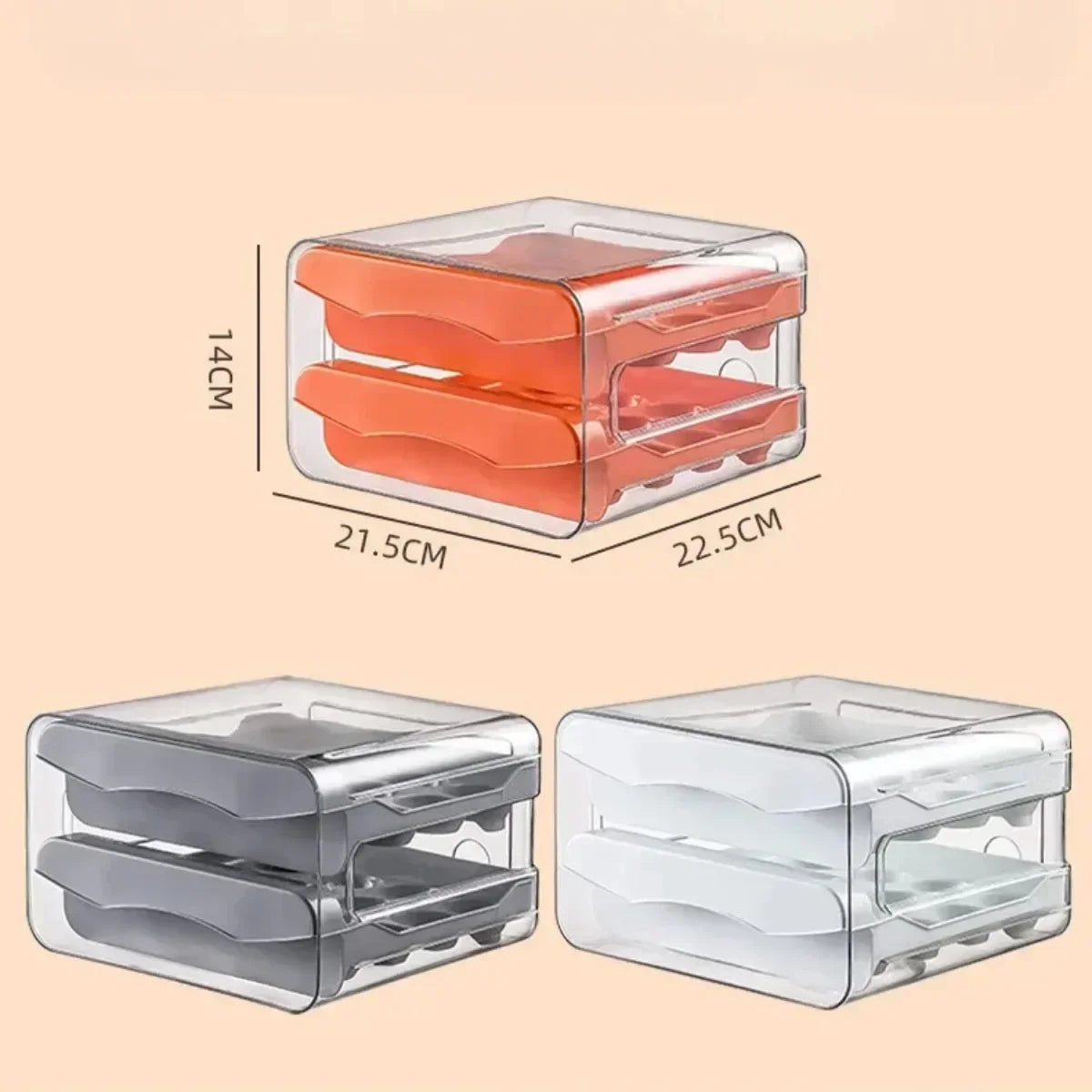 Double-Layer Egg Rack – Automatic Sliding Refrigerator Storage Box
