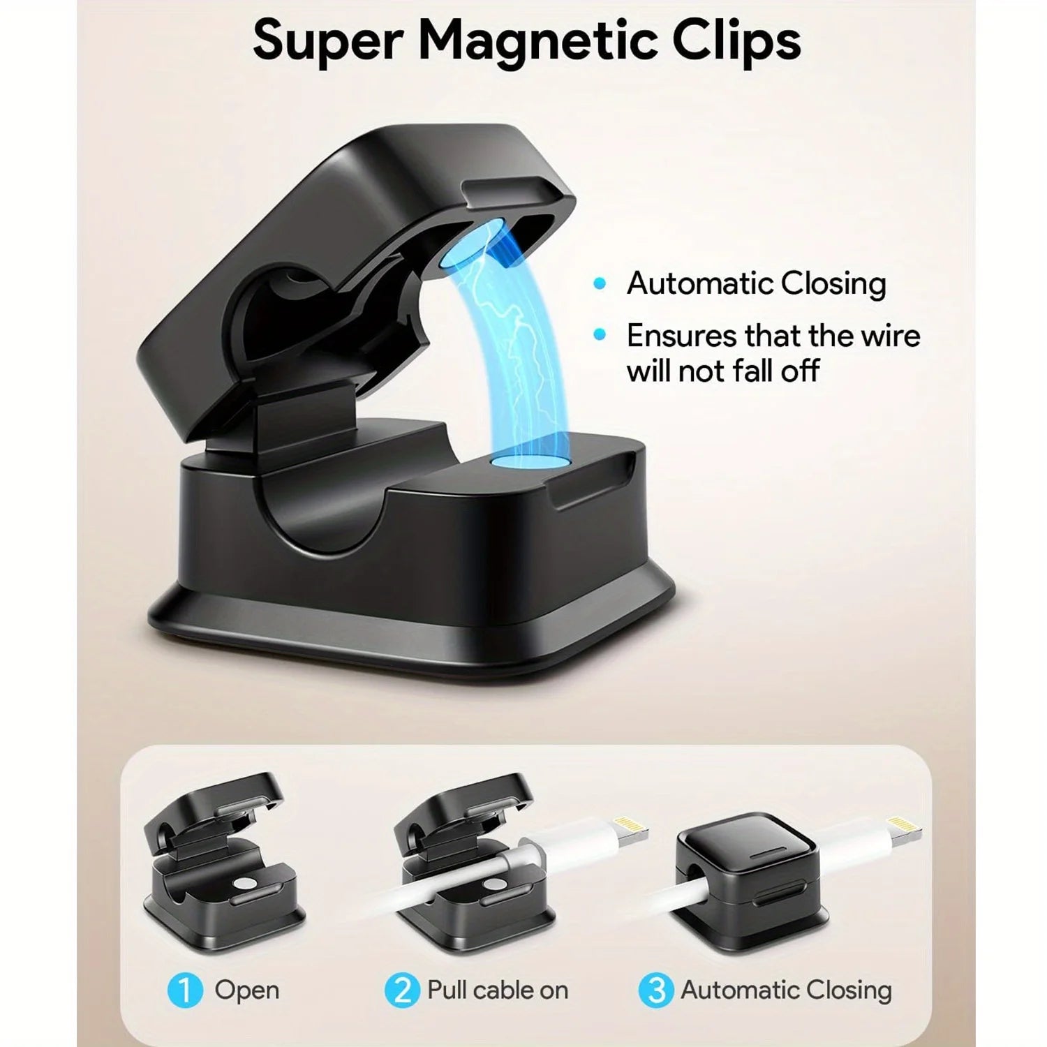 Magnetic Cable Organizer – Compact Cord Holder Clips for Desk & Appliances