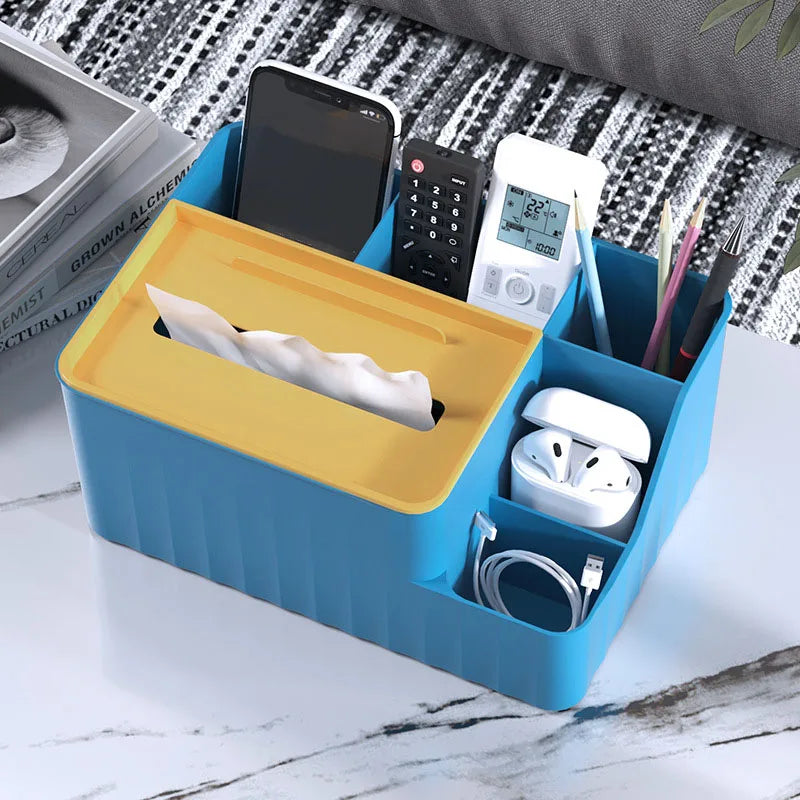 Multi-Function Tissue Organizer – Pen & Remote Storage Box for Office or Home