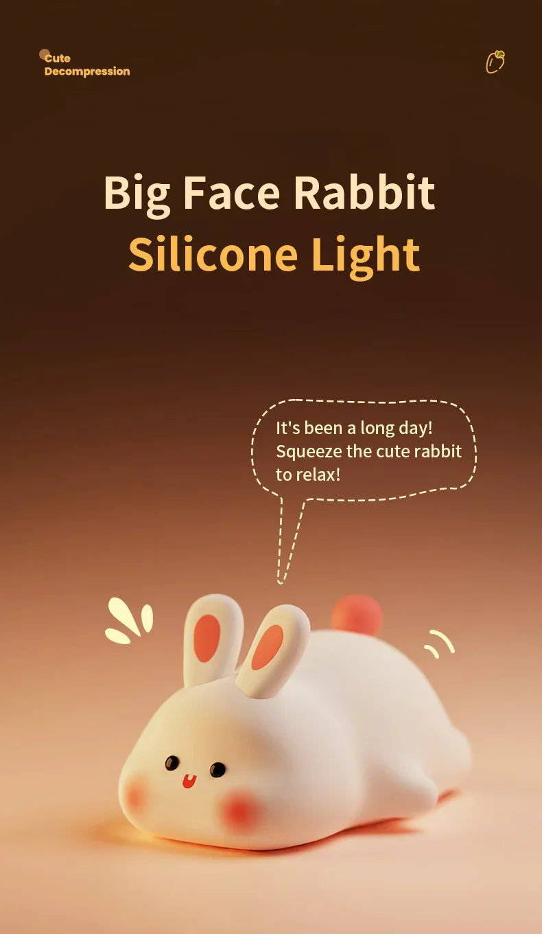 Silicone Bunny Night Light – Touch Sensor Lamp for Kids, Babies & Nursery Decor