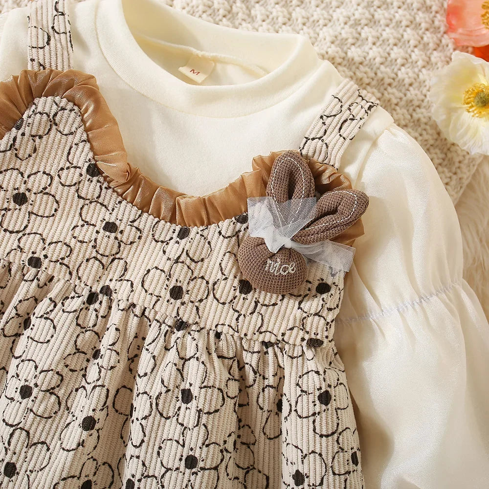 Lace Flower Print  Girls' Dress