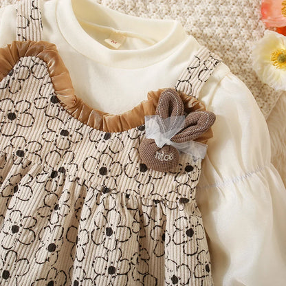 Lace Flower Print  Girls' Dress