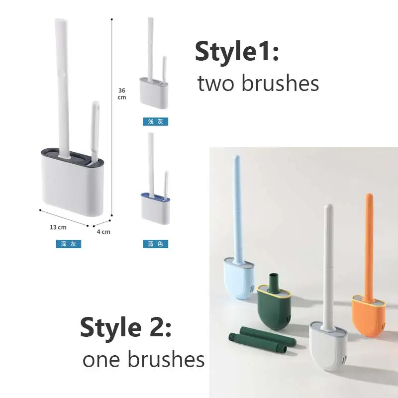 Clean Ease Wall-Mounted Toilet Brush – Long Handle Silicone Soft Bristles
