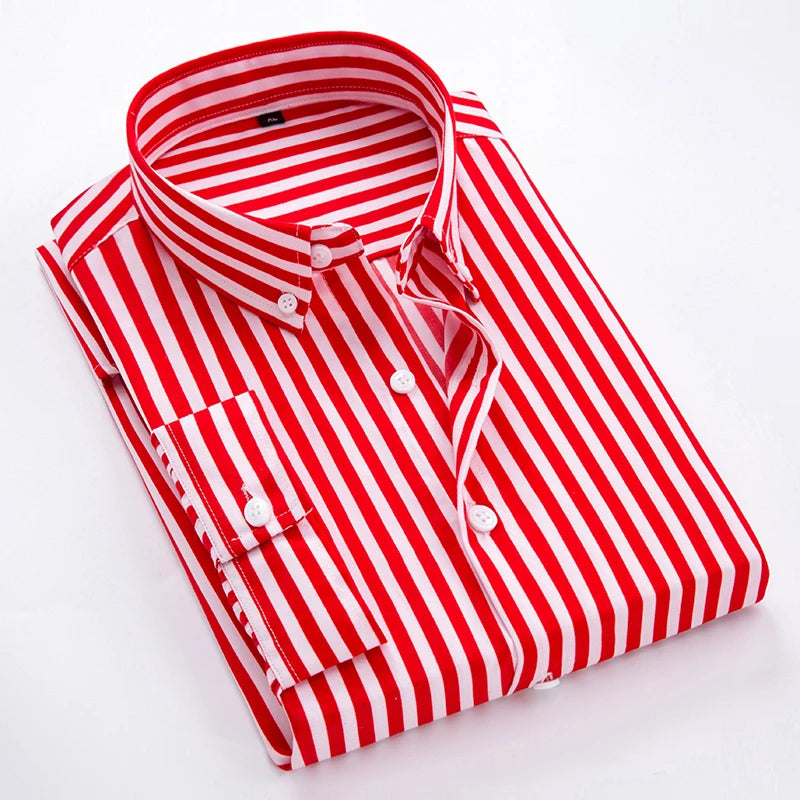 Men‘s Long Sleeved Striped Casual Shirt