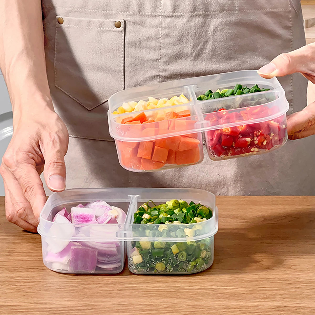 Multi-Grid Ingredient Storage – Plastic Sealed Box for Kitchen & Fridge Use