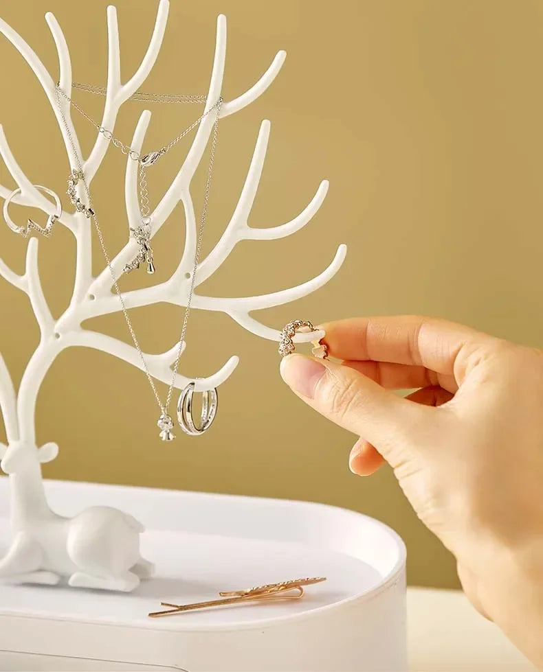 Jewelry Organizer Stand – Deer Antler Tray for Rings, Necklaces & Earrings