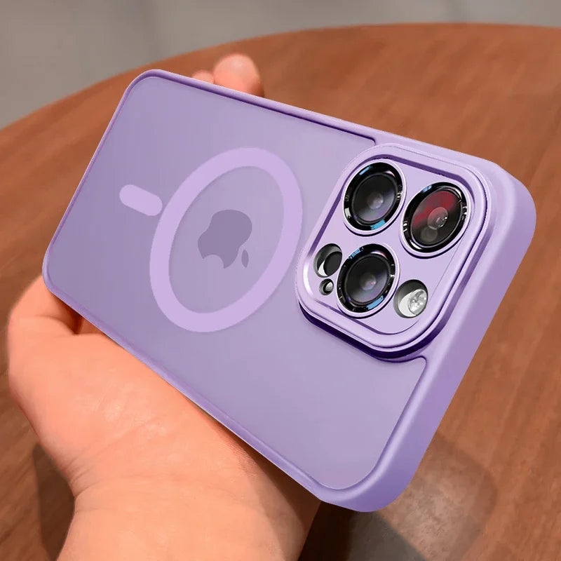 Magnetic Matte Armor Case – Shockproof Translucent Cover for iPhone 12–17 Pro Max with MagSafe