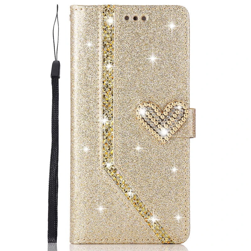 Shiny Wallet Flip Case – Leather Cover for iPhone 7–16 Series