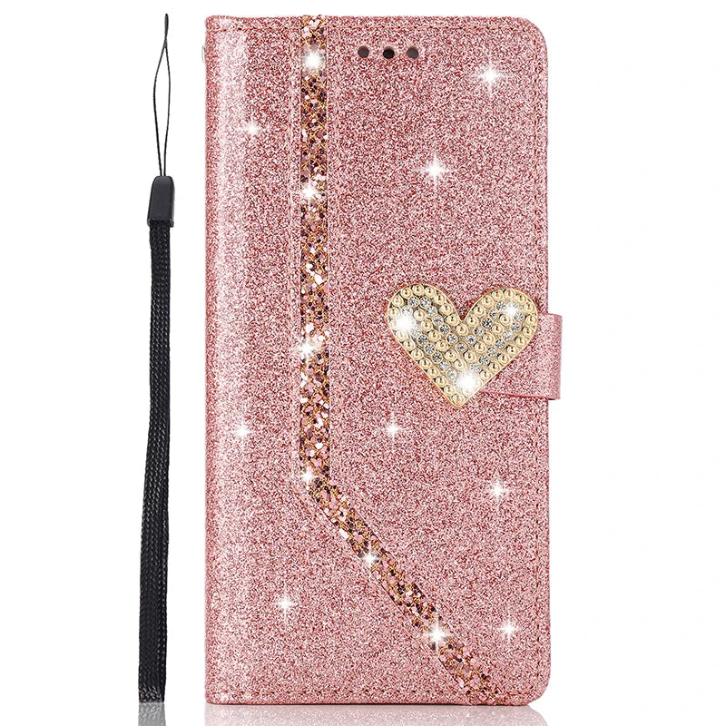 Shiny Wallet Flip Case – Leather Cover for iPhone 7–16 Series