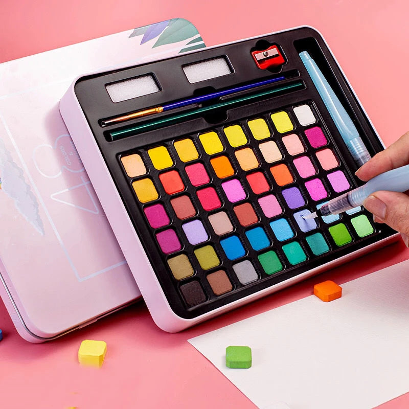 Watercolor Set with 48 colors and Brush & Paper Supplies