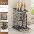 Kitchen Knife Holder – Countertop Storage Rack with Drain Tray & Multi-Function Organizer