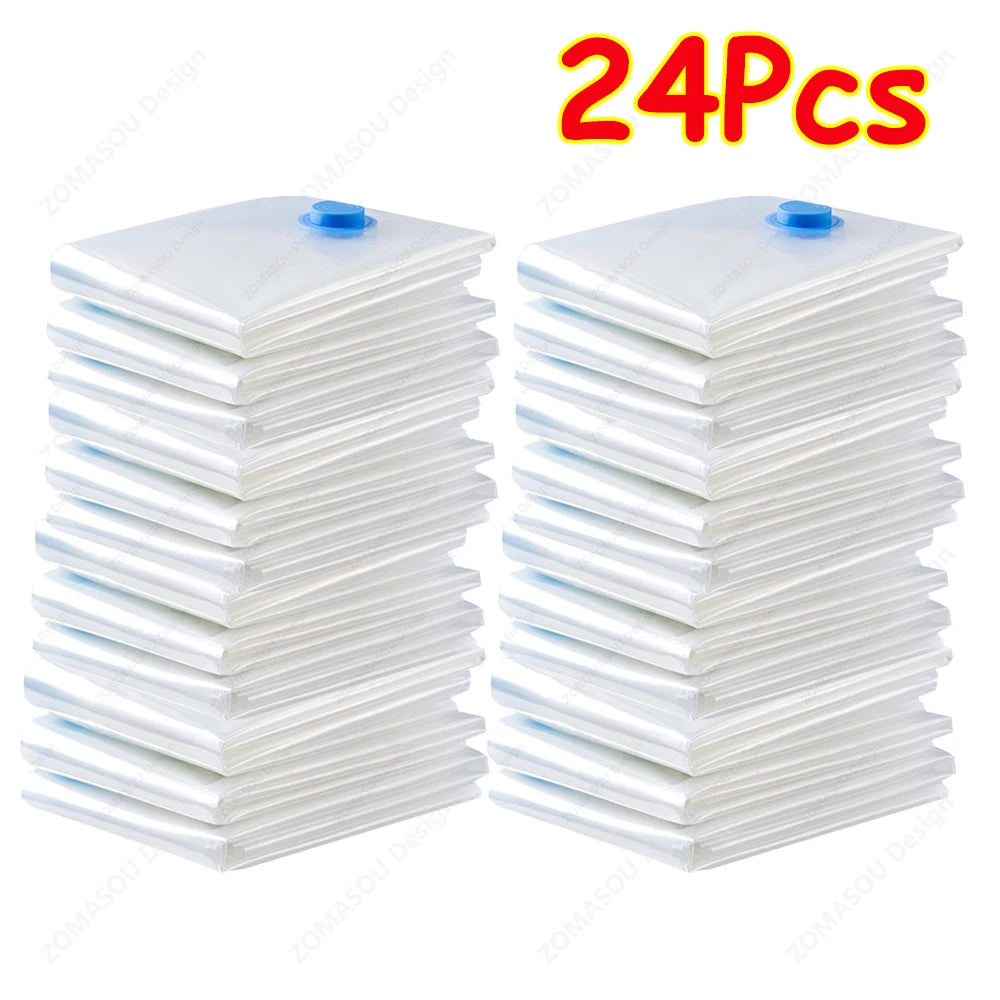 Vacuum Storage Bags – Clear Reusable Compression Set with Hand Pump