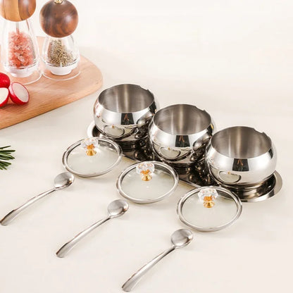 Gold and Silver  Kitchen Condiment Pots