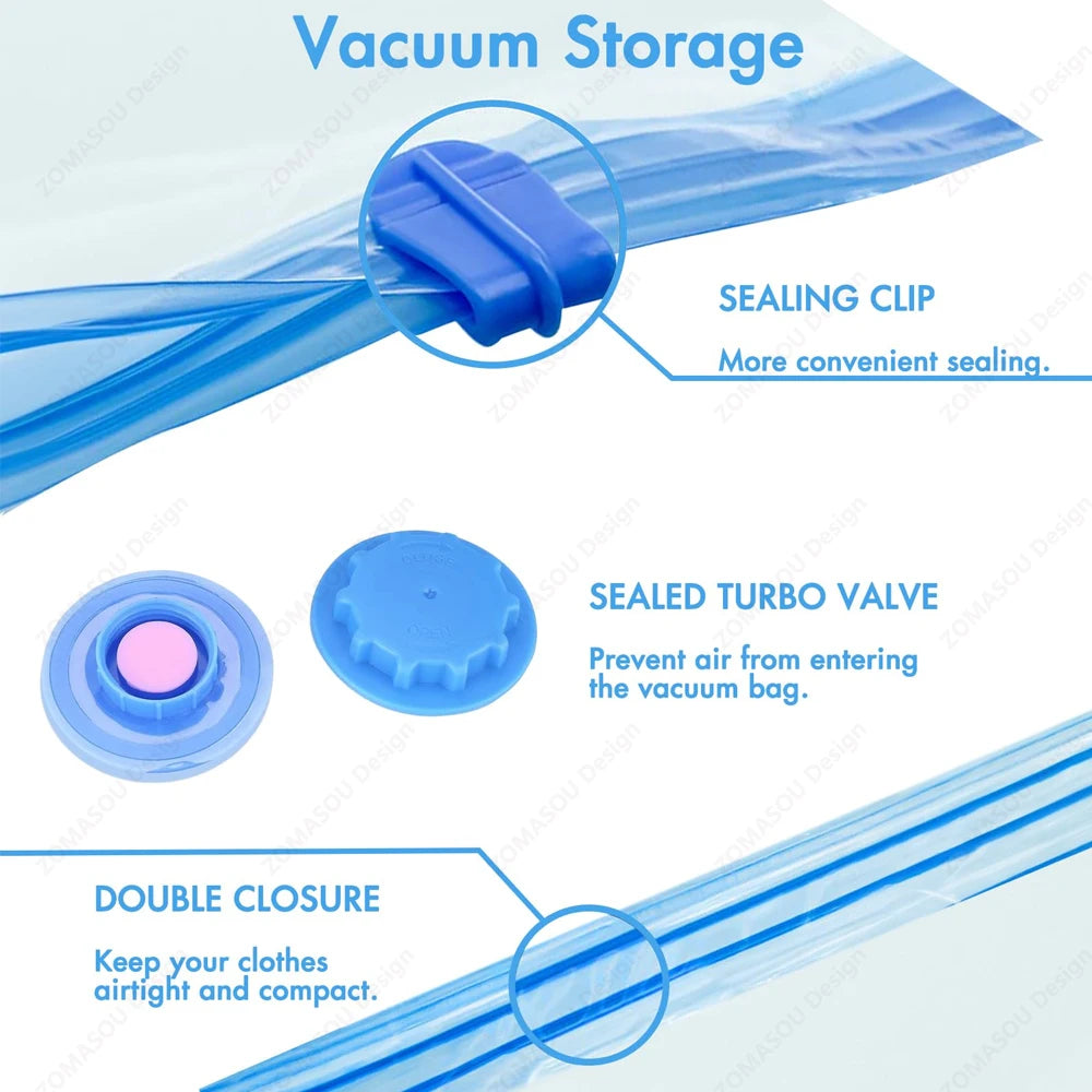 Vacuum Storage Bags – Clear Reusable Compression Set with Hand Pump