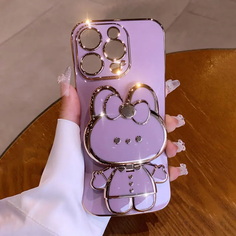 Rabbit Mirror Bracket Case – Protective Cover for iPhone 6/7/8 & 15 Plus