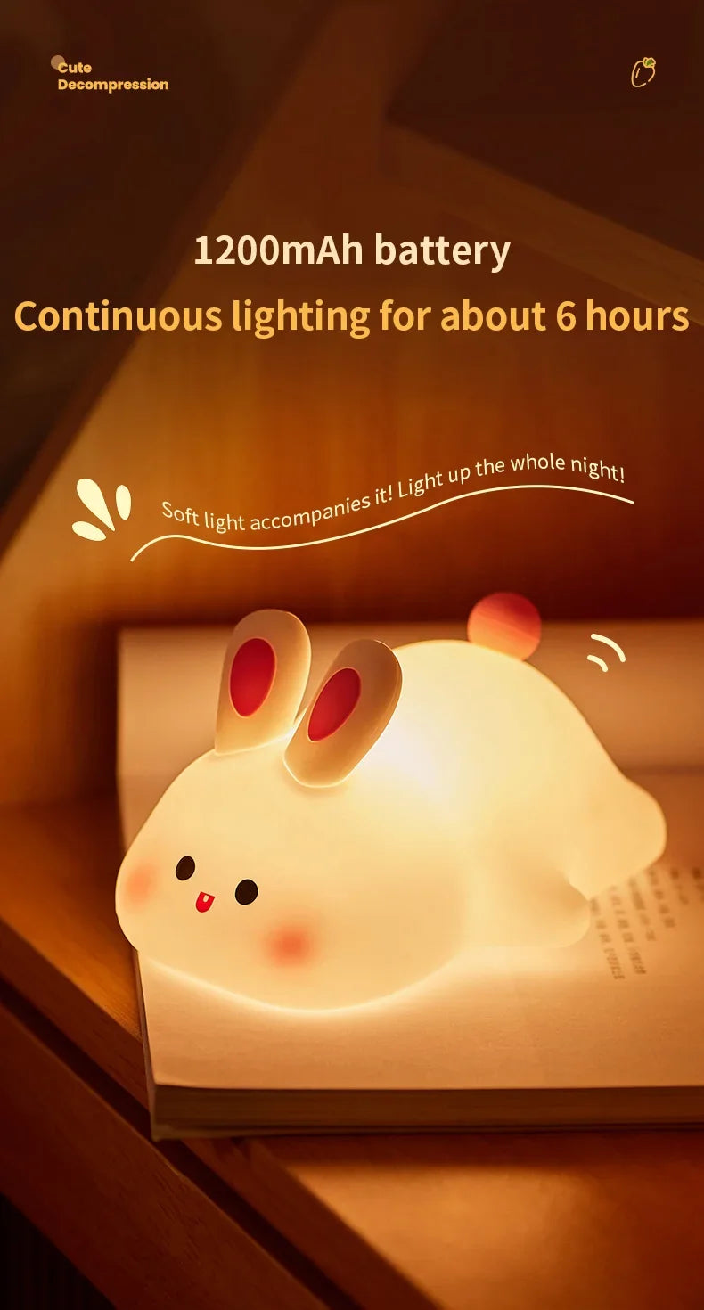 Silicone Bunny Night Light – Touch Sensor Lamp for Kids, Babies & Nursery Decor