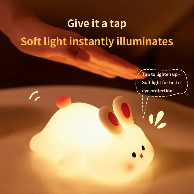 Silicone Bunny Night Light – Touch Sensor Lamp for Kids, Babies & Nursery Decor