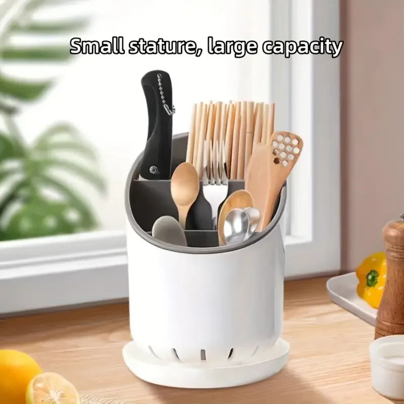 Kitchen Chopstick Storage Tube – Tableware Holder with Drain Plate for Home Organizer