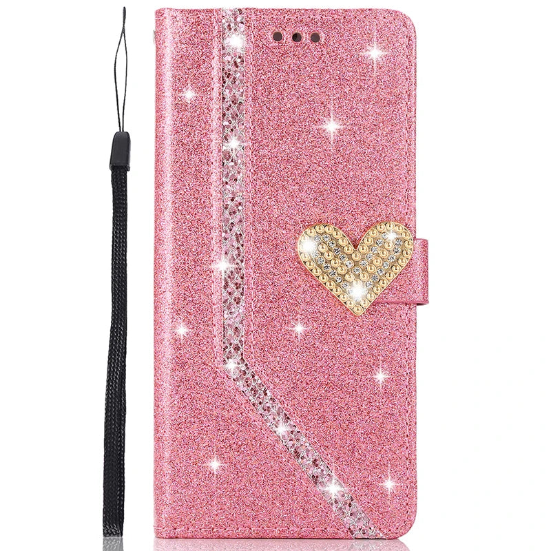 Shiny Wallet Flip Case – Leather Cover for iPhone 7–16 Series