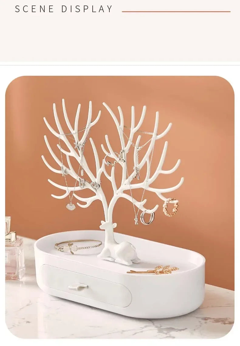 Jewelry Organizer Stand – Deer Antler Tray for Rings, Necklaces & Earrings