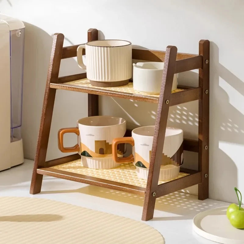 Bamboo Tiers Multipurpose Countertop Organizer – Coffee Cup & Home Storage Shelf