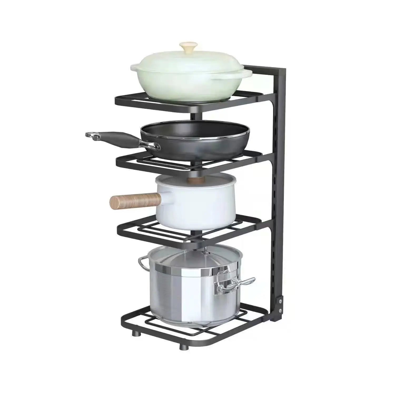 Stainless Steel Kitchen Organizer – Multi-Layer Storage Rack with Shelves, Sink & Cabinets