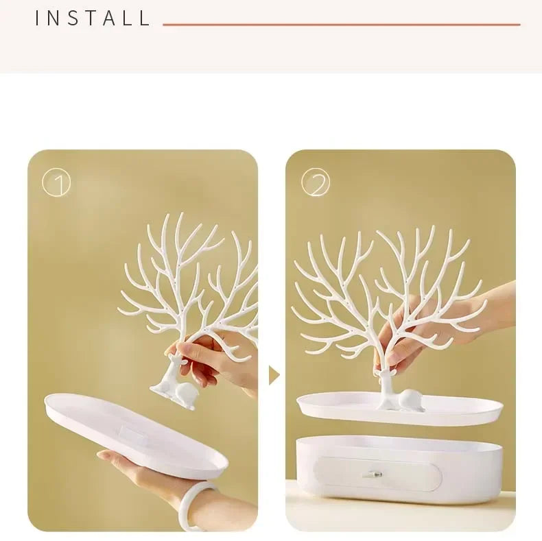Jewelry Organizer Stand – Deer Antler Tray for Rings, Necklaces & Earrings