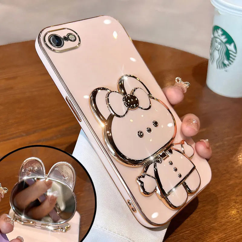 Rabbit Mirror Bracket Case – Protective Cover for iPhone 6/7/8 & 15 Plus