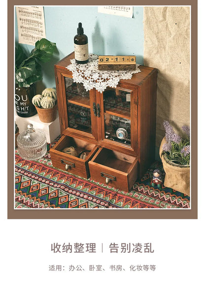 Vintage Wooden Double Door Display Cabinet