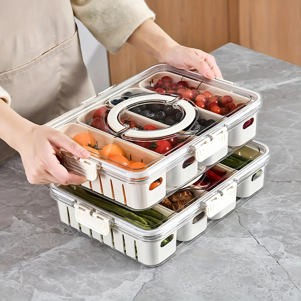 Snack Portable Tray with Handle – Veggie & Snack Organizer for Travel & Parties