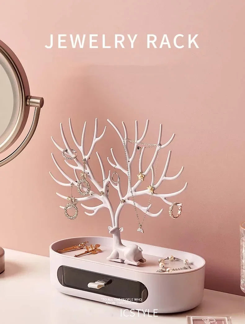 Jewelry Organizer Stand – Deer Antler Tray for Rings, Necklaces & Earrings